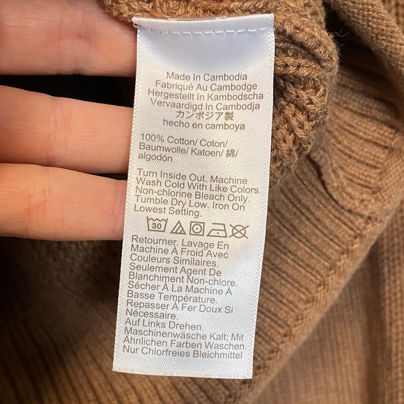 J. Crew Tan Brown Ribbed Sweater with Gold Buttons - Picture 7 of 8